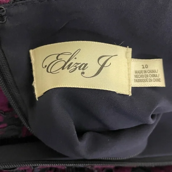 Eliza J Deep Purple Lace Long Sleeve Dress Mother of the Bride cocktail formal - Picture 5 of 6